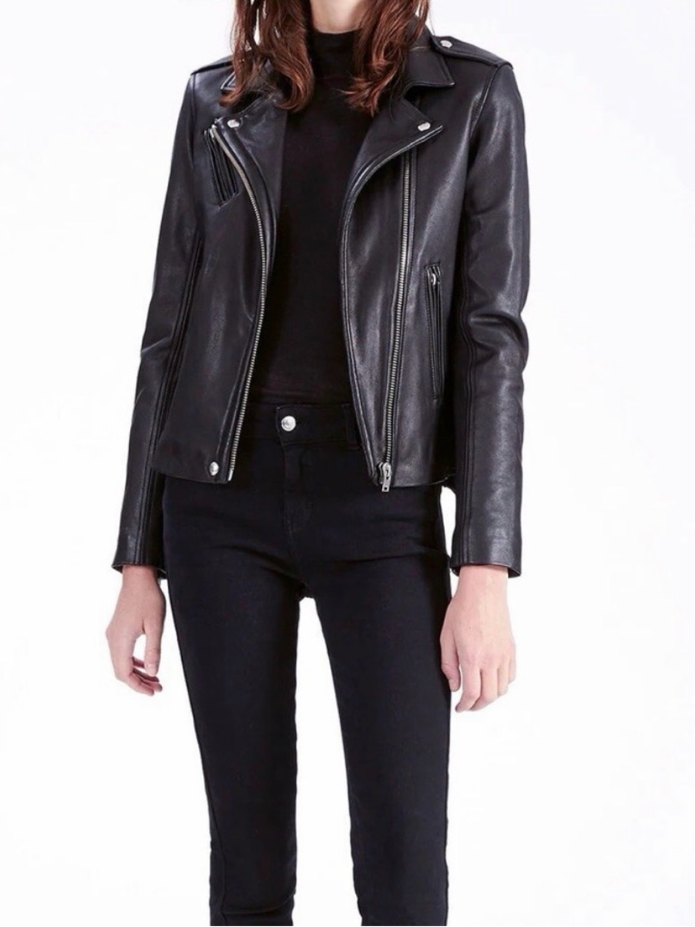 IRO Black Leather Asymmetrical Moto Jacket